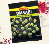 Orzeszki wasabi , cena 3,99 PLN za 150 g 
- Prażone, w chrupiącej, ...