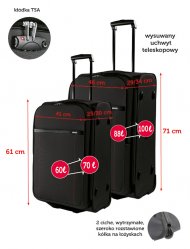 Zestaw walizek podróżnych 2 szt. , cena 222,00 PLN za 1 opak. ...